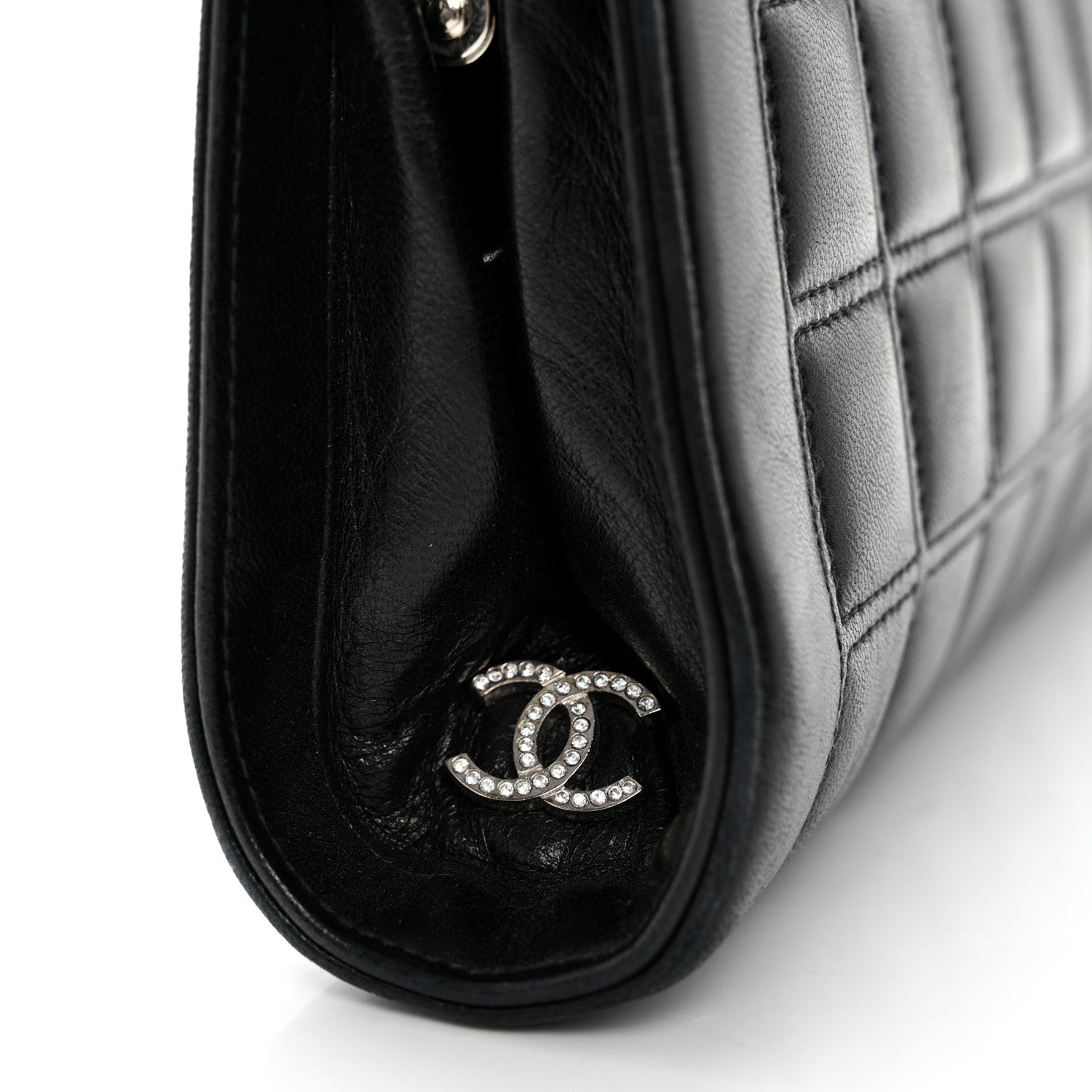 Chanel Lambskin Crystal CC Quilted Clutch Black 10 of 13