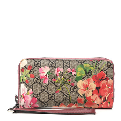 Gucci GG Supreme Monogram Blooms Wrist Wallet Beige Multicolor Dry Rose 1 of 7