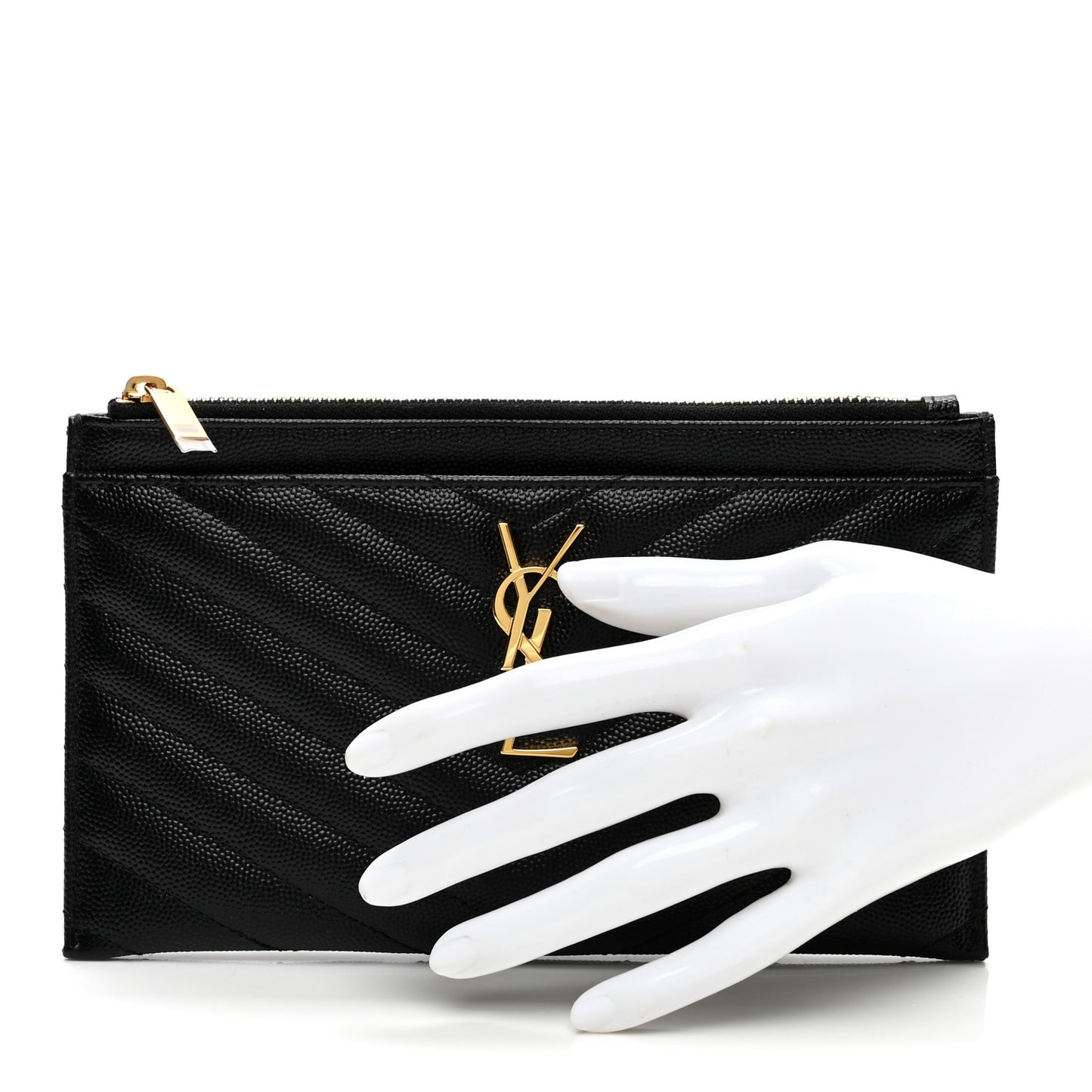 Grain De Poudre Chevron Monogram Bill Pouch Black