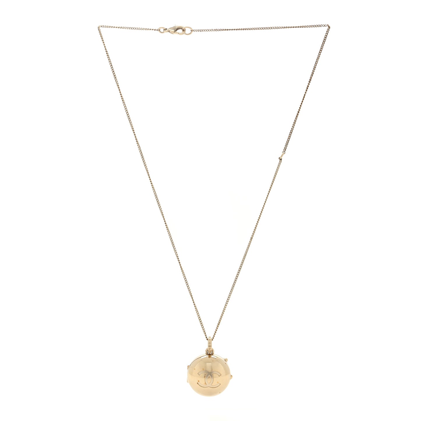 Metal CC Locket Necklace Gold