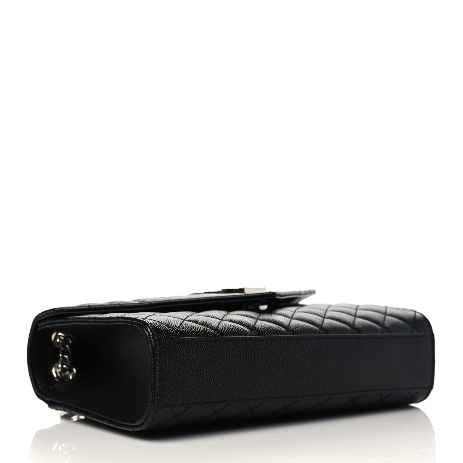 Saint Laurent Grain De Poudre Textured Mixed Matelasse Triquilt Medium Monogram Satchel Black 3 of 5