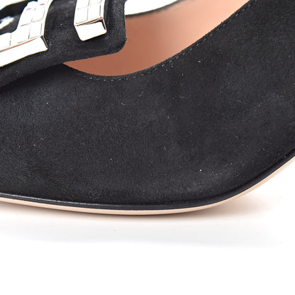 Gucci Kid Scamosciato Crystal Square G Madelyn Slingbacks 37.5 Black 14 of 14
