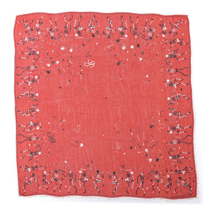 Alexander McQueen Silk Modal Funny Bones Dance Scarf Red Black 1 of 5