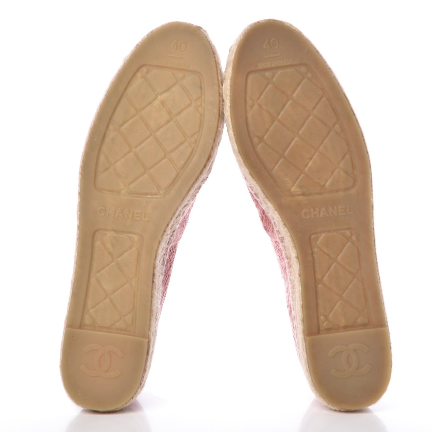 Velvet Grosgrain Quilted Camellia CC Espadrilles 40 Pink Black