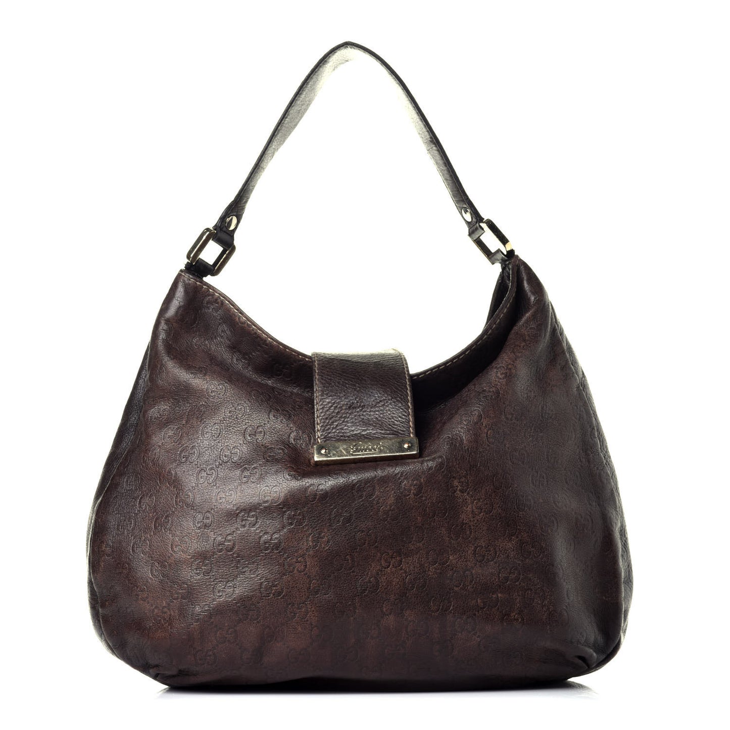 Guccissima Large New Ladies Web Hobo Dark Brown