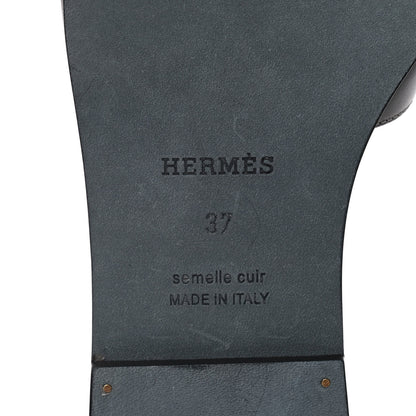 Hermes Box Calfskin Oran Sandals 37 Black 6 of 8