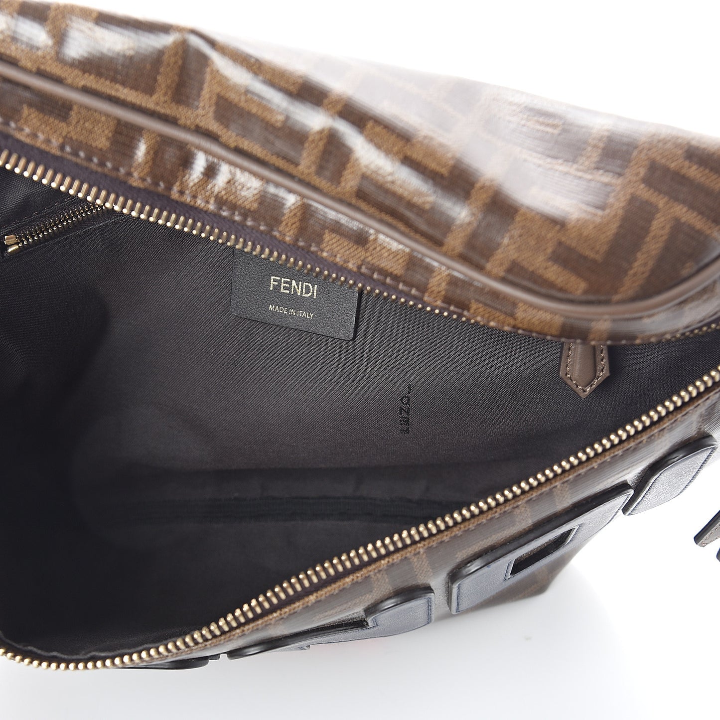 X FILA Glazed Fabric Vitello Century FF 1974 Mania Belt Bag Mogano Panna Blueberry