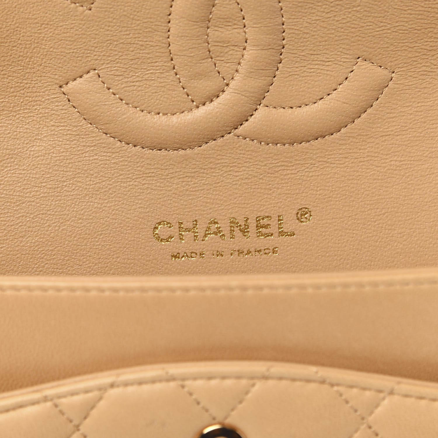 Chanel Lambskin Quilted Medium Double Flap Beige 7 of 9