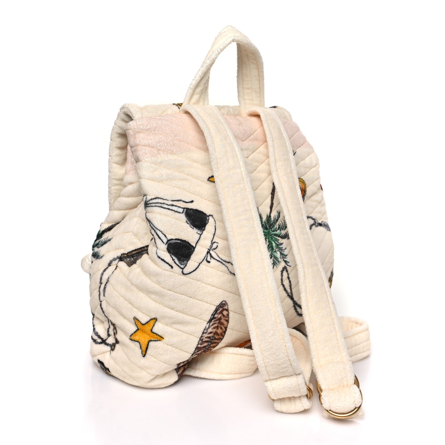 Saint Laurent Terrycloth Summer Print Matelasse Backpack Poudre White Multicolor 3 of 10