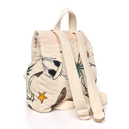 Saint Laurent Terrycloth Summer Print Matelasse Backpack Poudre White Multicolor 3 of 10