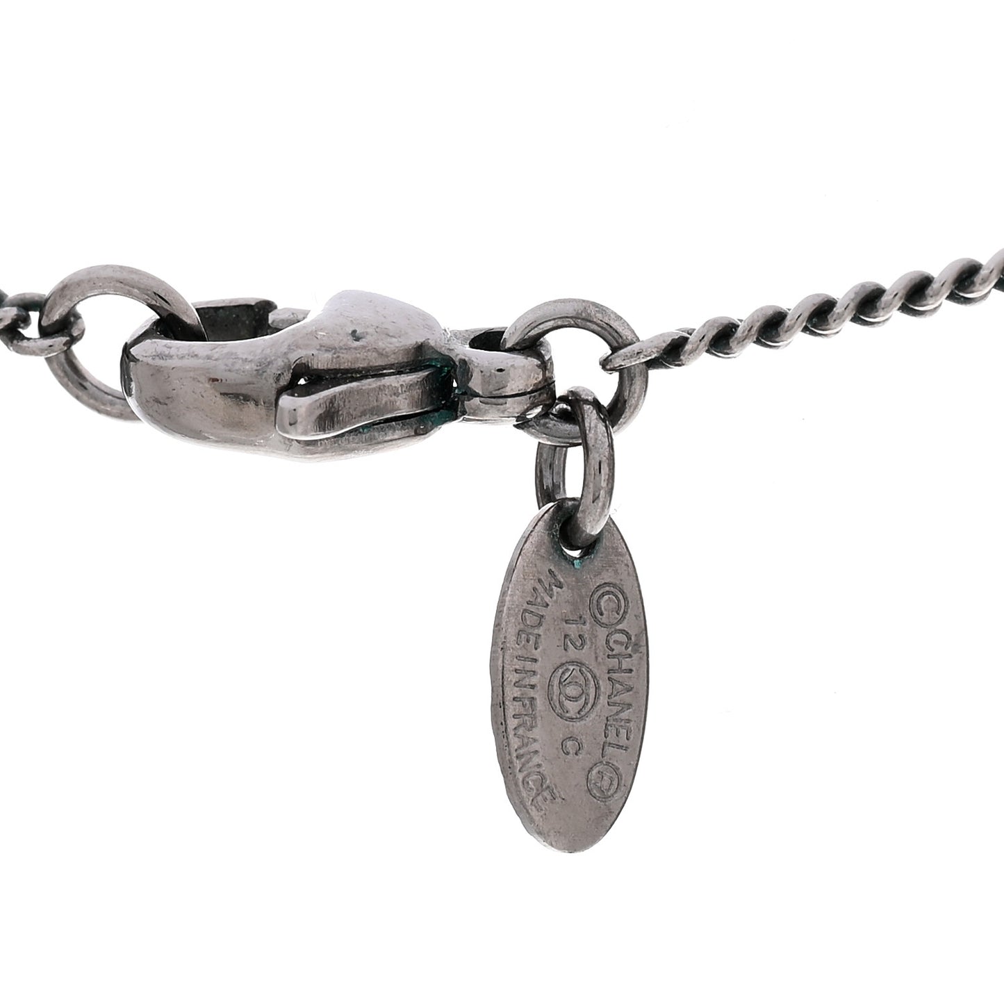 Crystal Large CC Necklace Ruthenium Black