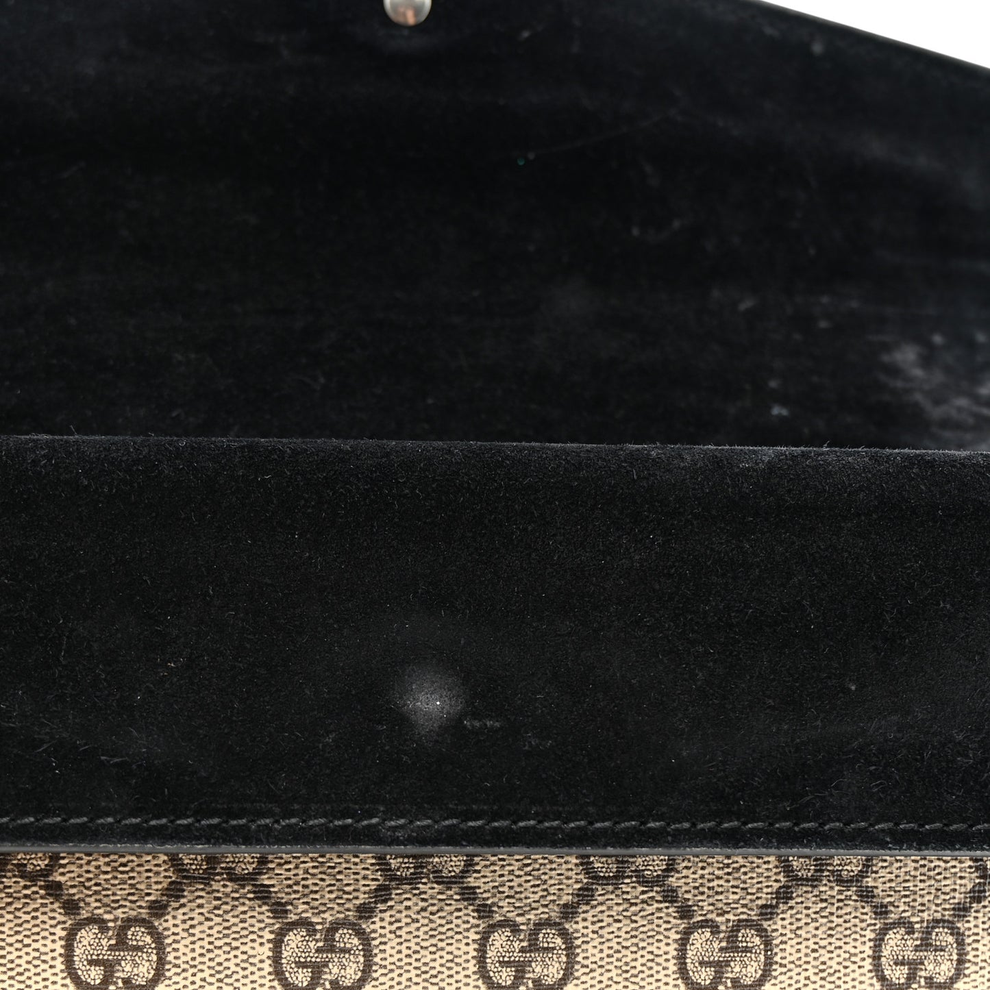 GG Supreme Monogram Suede Crystal Small Dionysus Shoulder Bag Beige Ebony Black