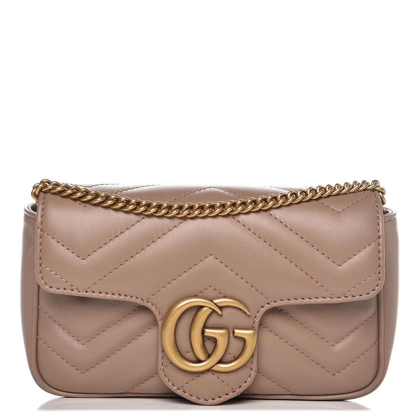 Calfskin Matelasse Super Mini GG Marmont Shoulder Bag Porcelain Rose