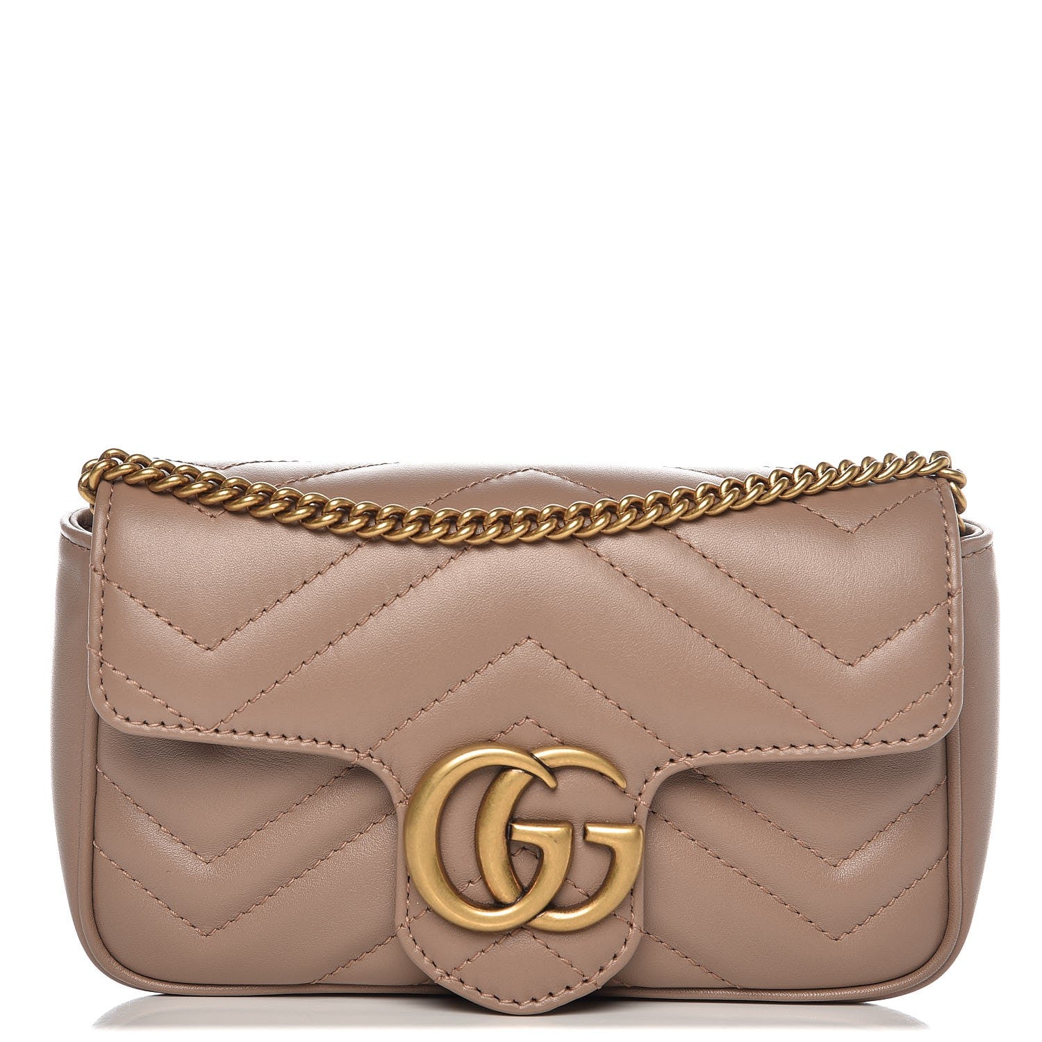 Gucci Calfskin Matelasse Super Mini GG Marmont Shoulder Bag Porcelain Rose 1 of 9
