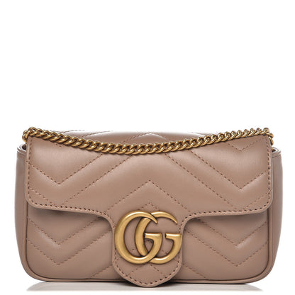 Gucci Calfskin Matelasse Super Mini GG Marmont Shoulder Bag Porcelain Rose 1 of 9
