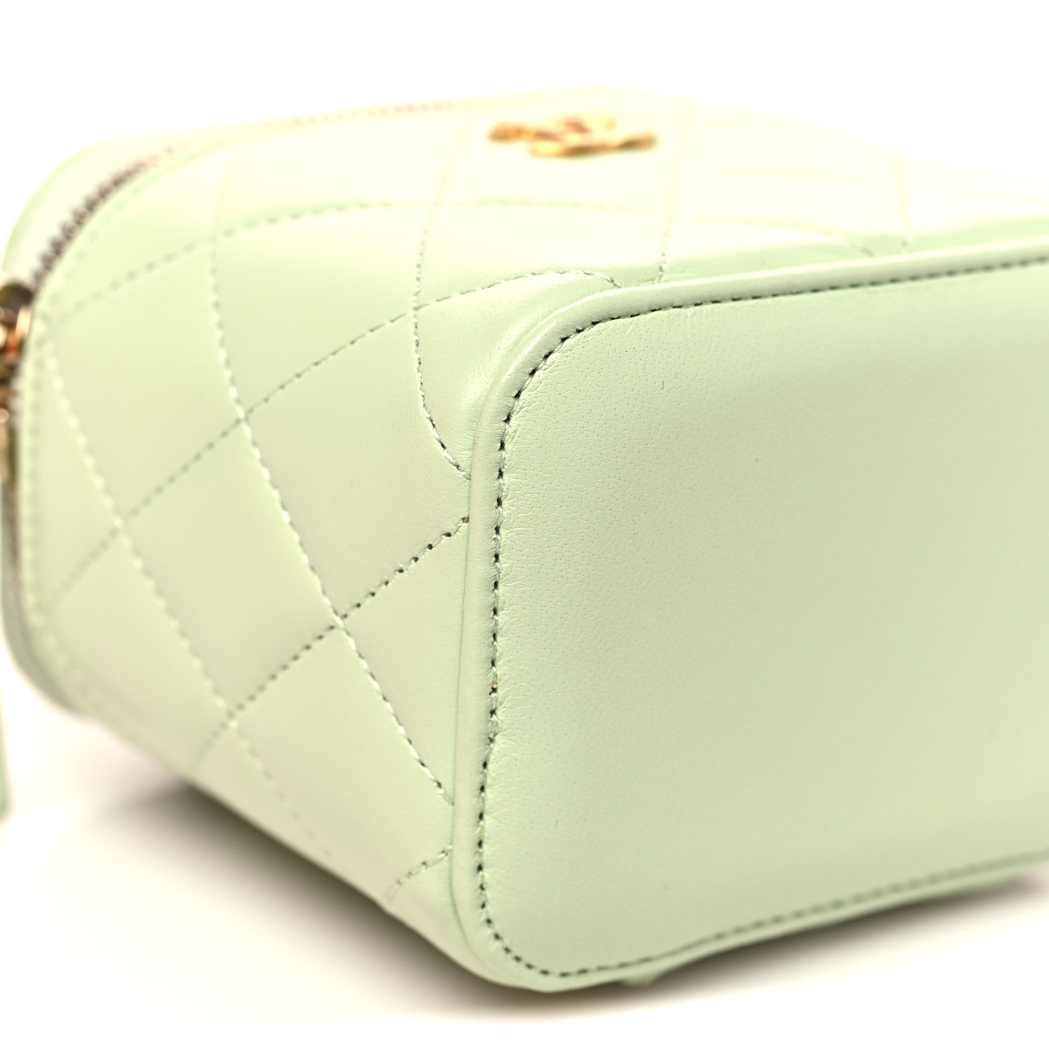 Chanel Lambskin Quilted Pearl Crush Mini Vanity Case With Chain Light Green 9 of 12