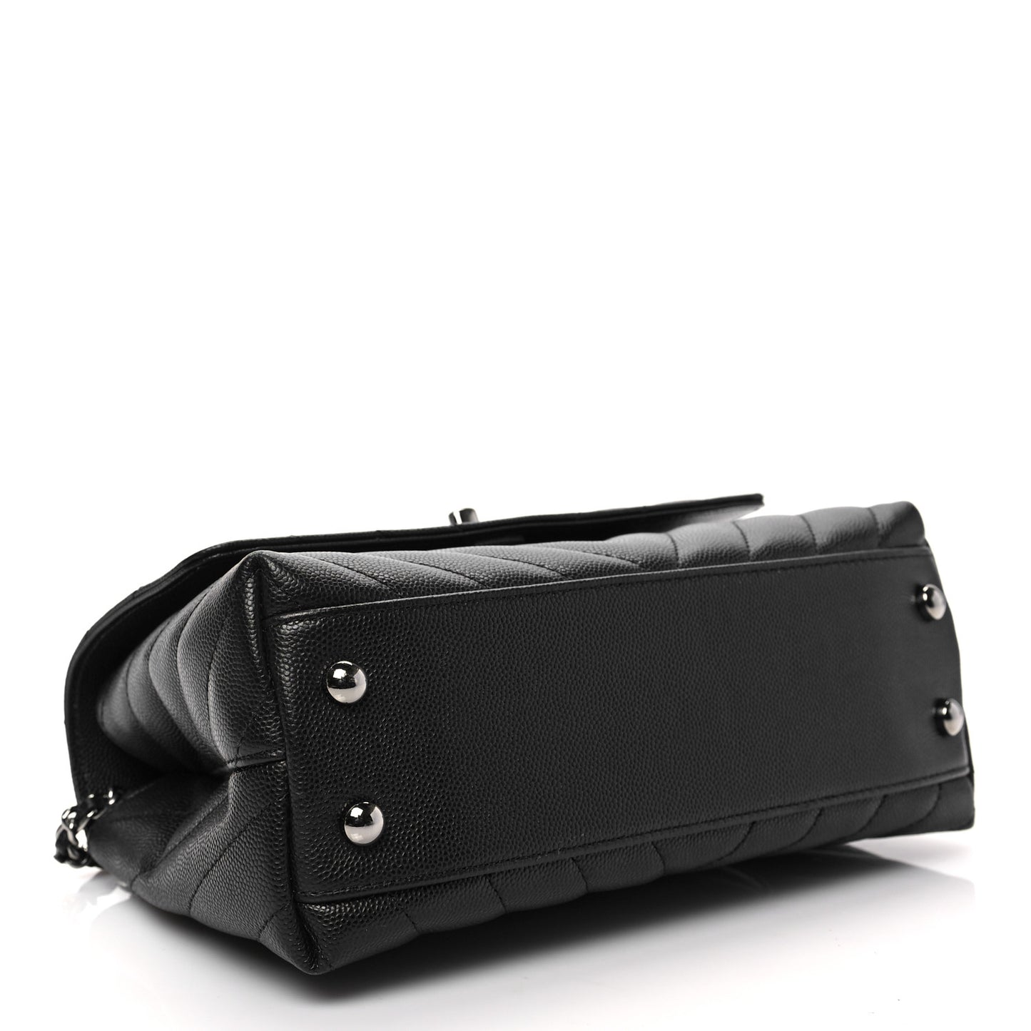 Caviar Chevron Quilted Mini Coco Handle Flap Black