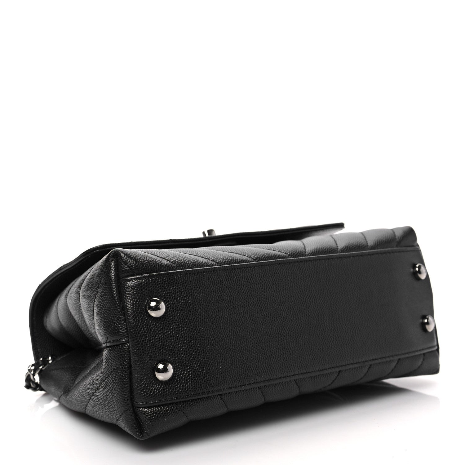 Chanel Caviar Chevron Quilted Mini Coco Handle Flap Black 3 of 8