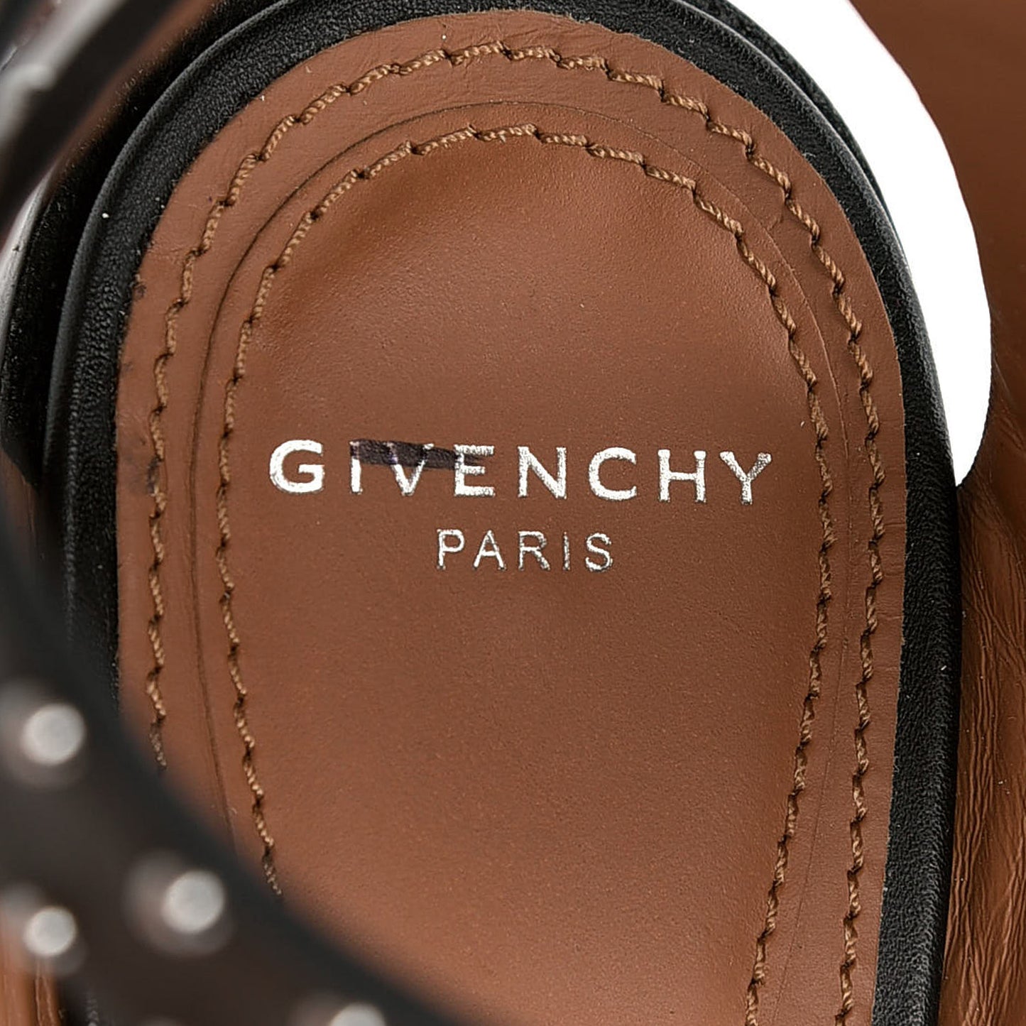 Calfskin Studded Elegant Sandals 35 Black