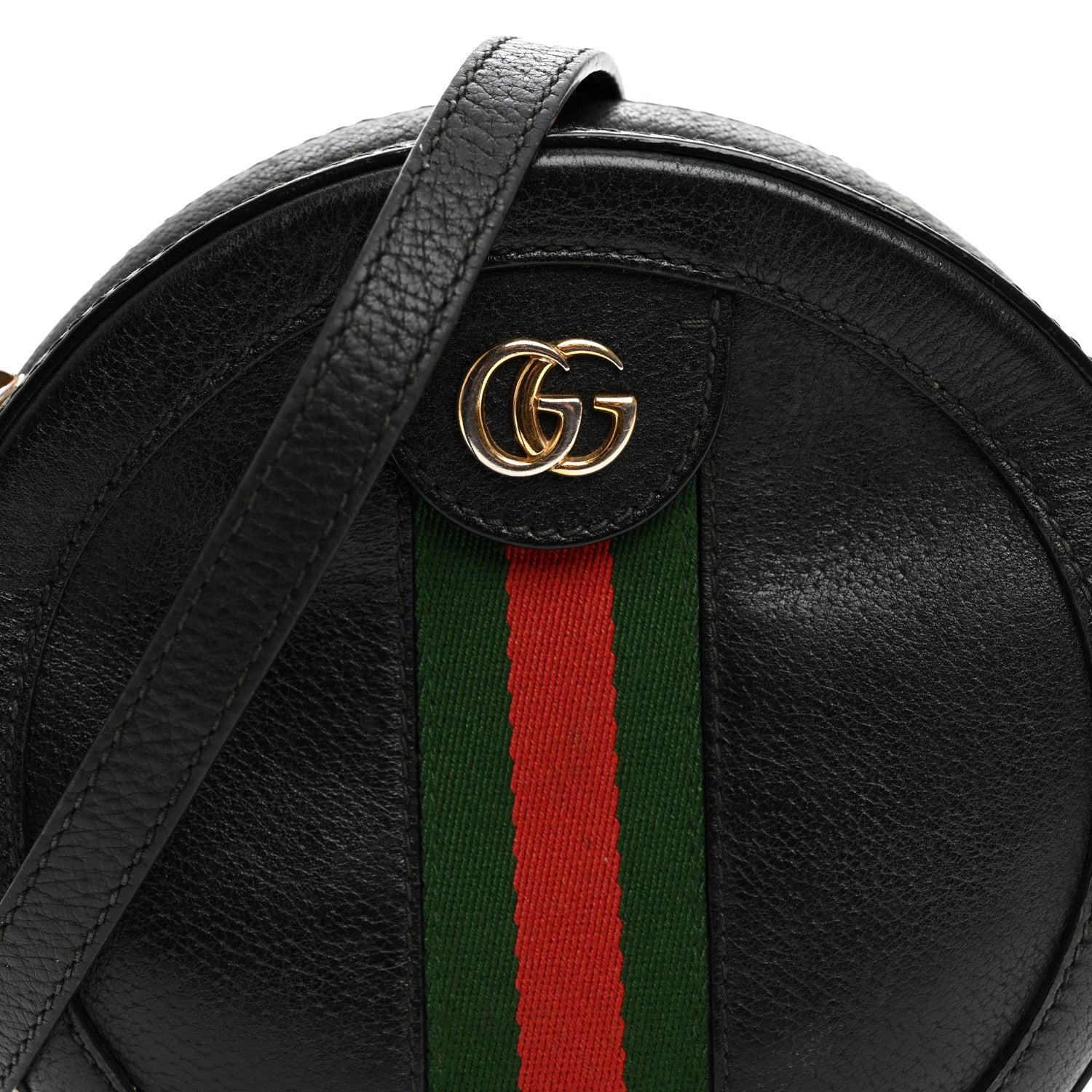 Gucci Grained Calfskin Web Mini Ophidia Round Shoulder Bag Black 9 of 13