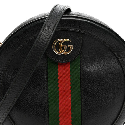 Gucci Grained Calfskin Web Mini Ophidia Round Shoulder Bag Black 9 of 13