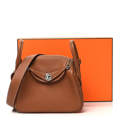 Hermes Taurillon Clemence Mini Lindy 20 Gold 13 of 13