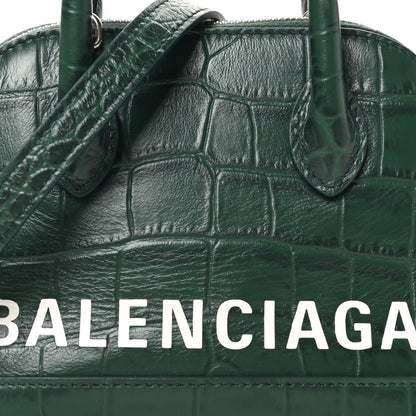 Balenciaga Calfskin Logo Crocodile Embossed XXS Ville Top Handle Bag Green White 8 of 10