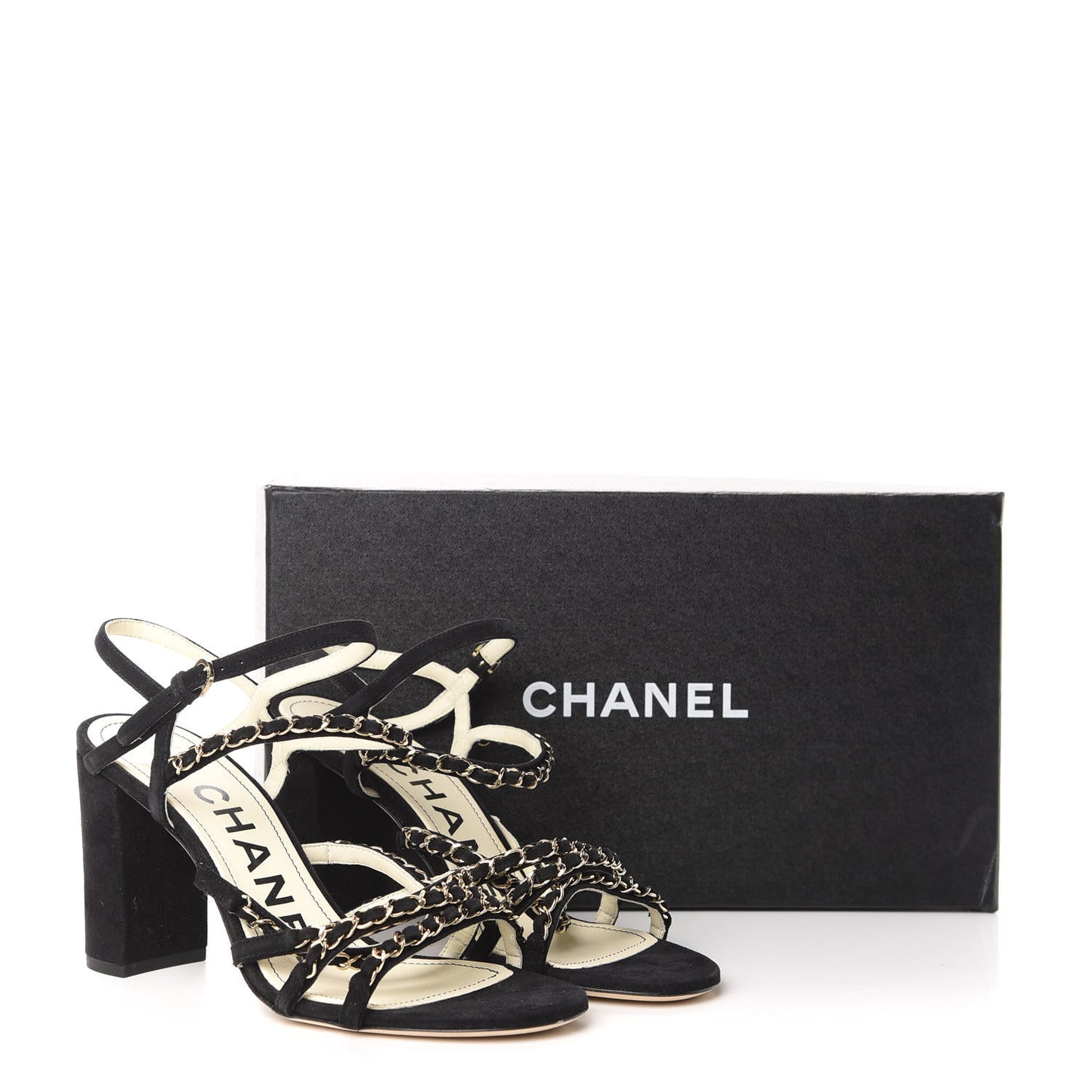 Suede Chain Sandals 40.5 Black