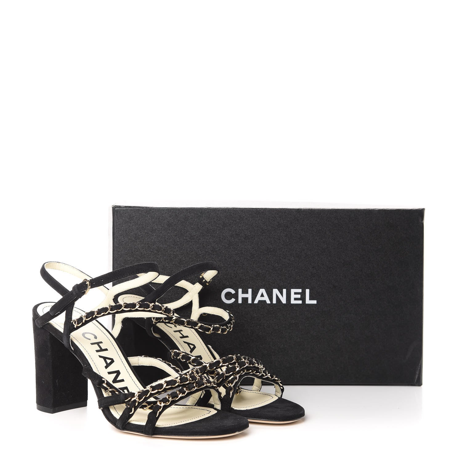 Chanel Suede Chain Sandals 40.5 Black 10 of 10