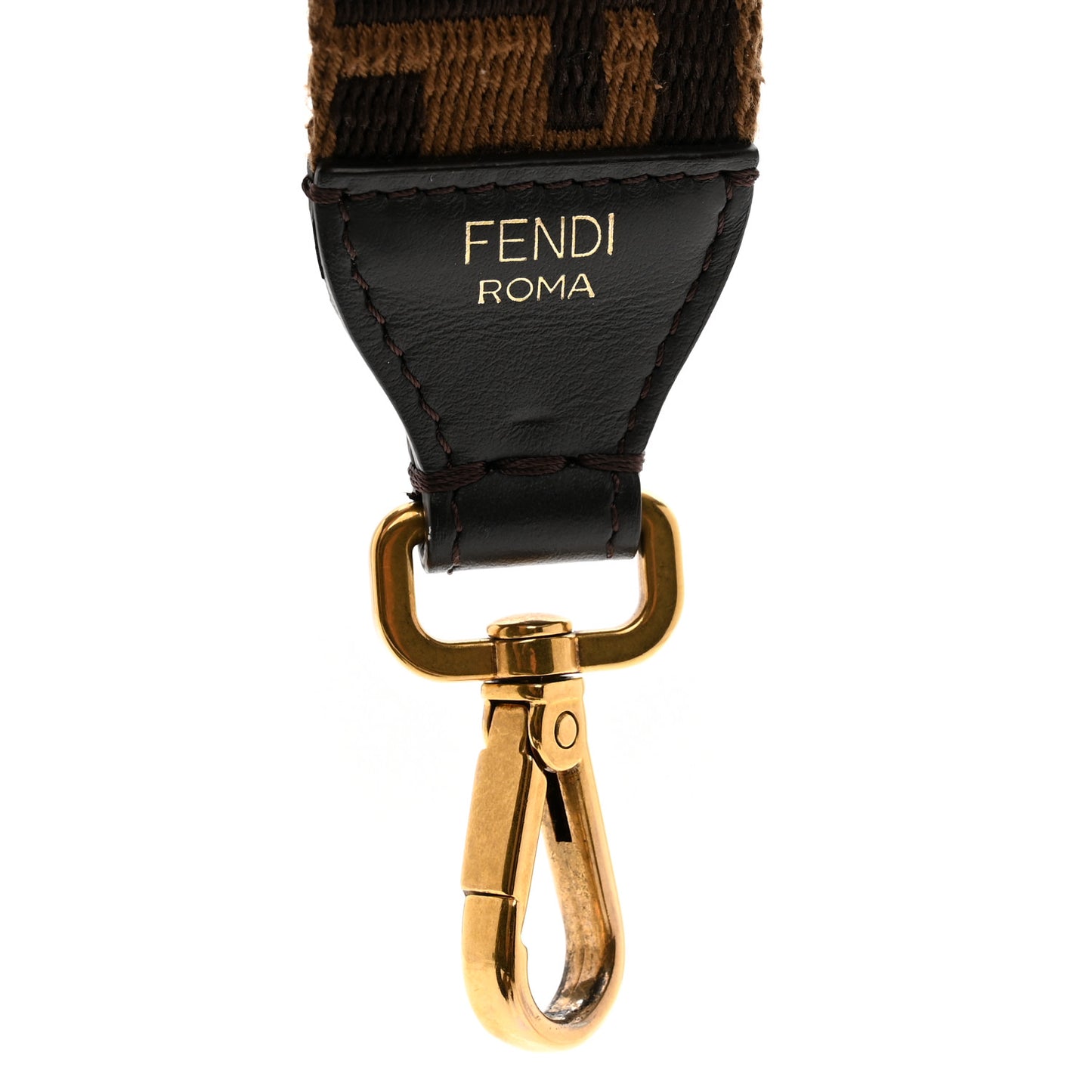 Ribbon Vitello Century FF 1974 Flat Studded Strap You Fango Marrone Ebano