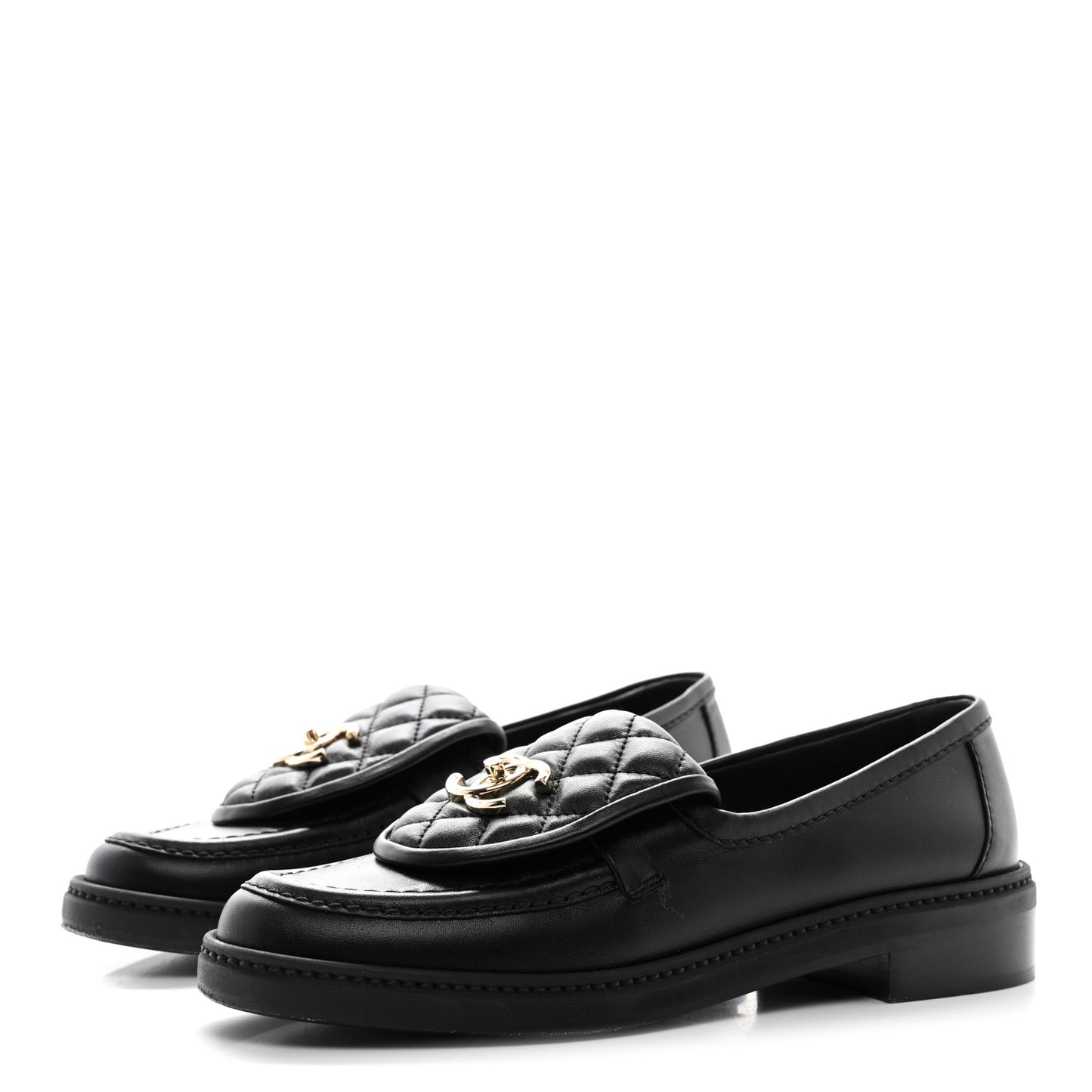 Lambskin Quilted CC Turnlock Loafers 37 Black