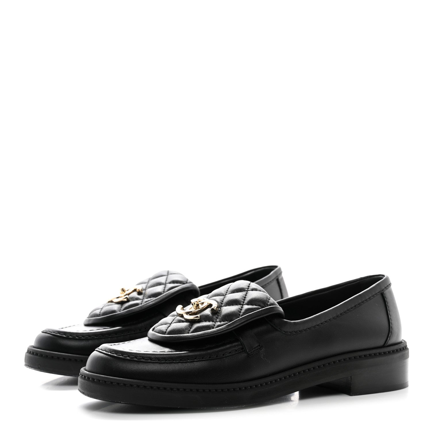 Chanel Lambskin Quilted CC Turnlock Loafers 37 Black 3 of 12