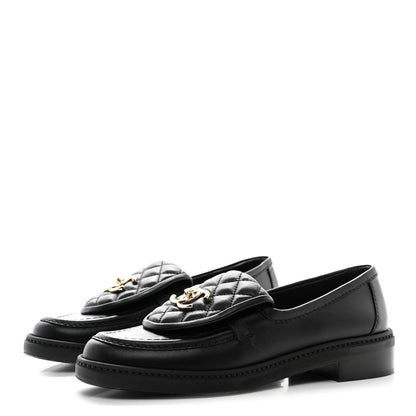 Chanel Lambskin Quilted CC Turnlock Loafers 37 Black 3 of 12