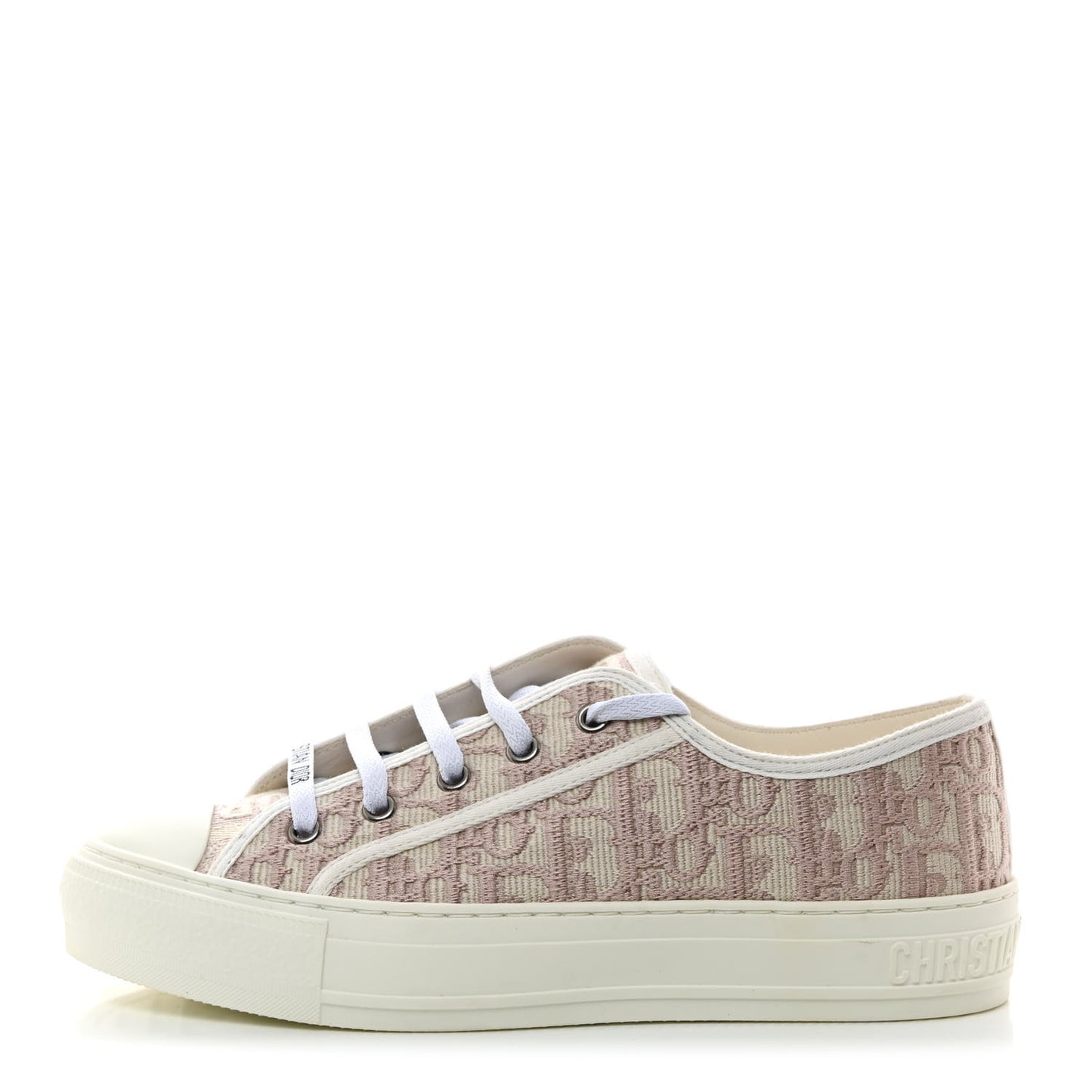 Canvas Oblique Walk'N'Dior Low Top Sneakers 37.5 Powder Nude