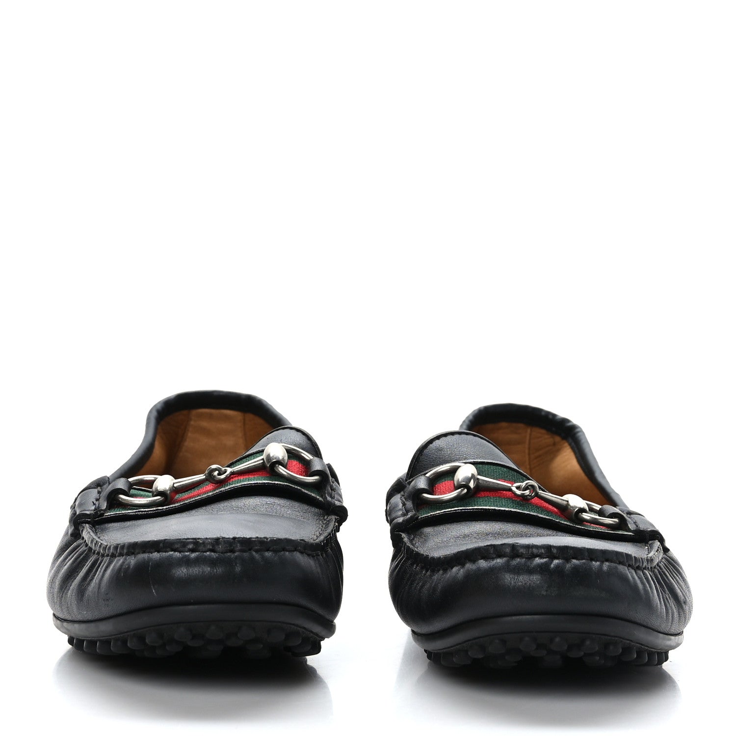 Gucci Miro Soft Calfskin Web Mens Horsebit Driver Loafers 7 Black 2 of 9