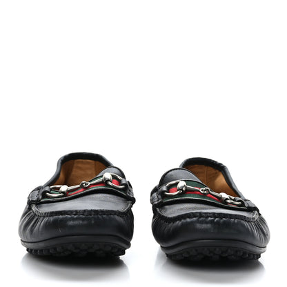 Gucci Miro Soft Calfskin Web Mens Horsebit Driver Loafers 7 Black 2 of 9