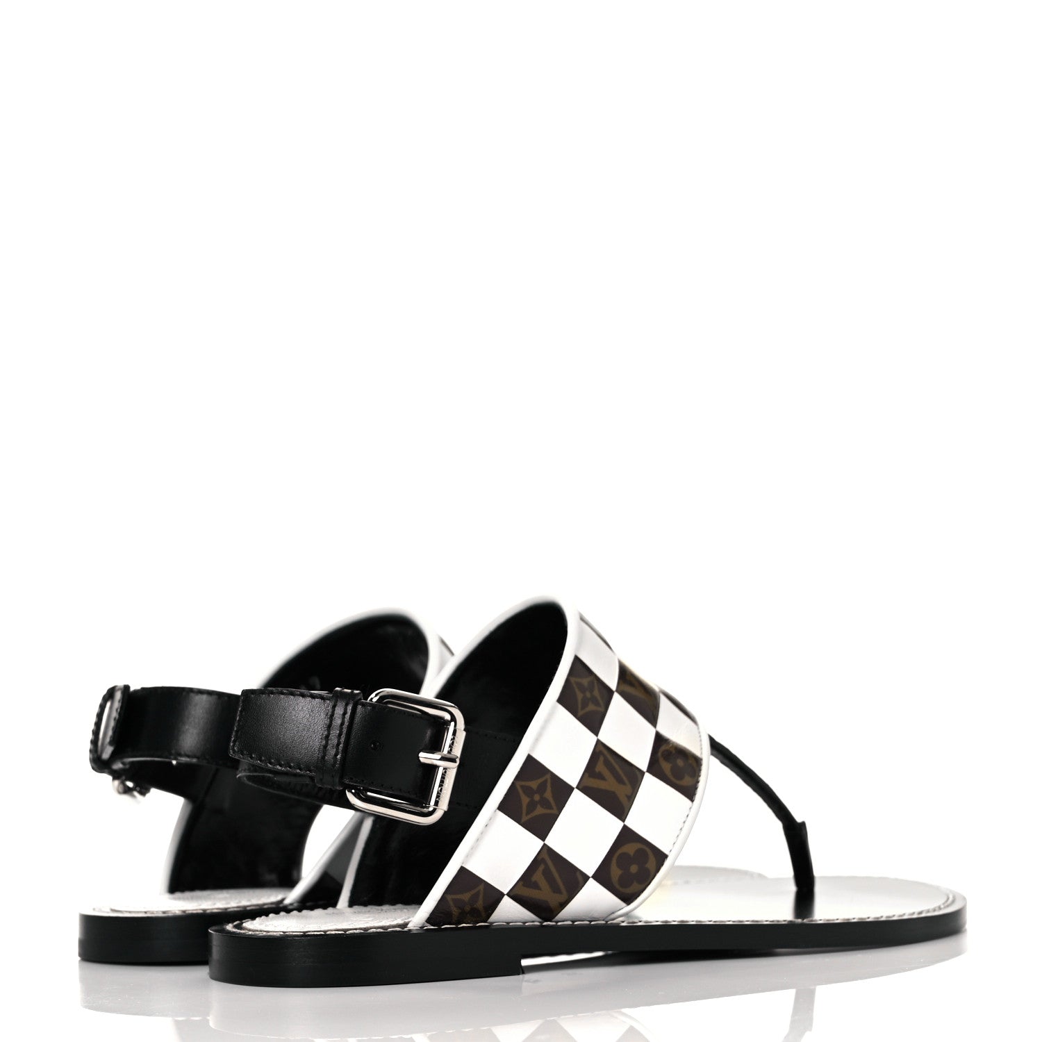 Louis Vuitton Monogram Calfskin Matchmake Flat Thong Sandals 36 Black 4 of 9