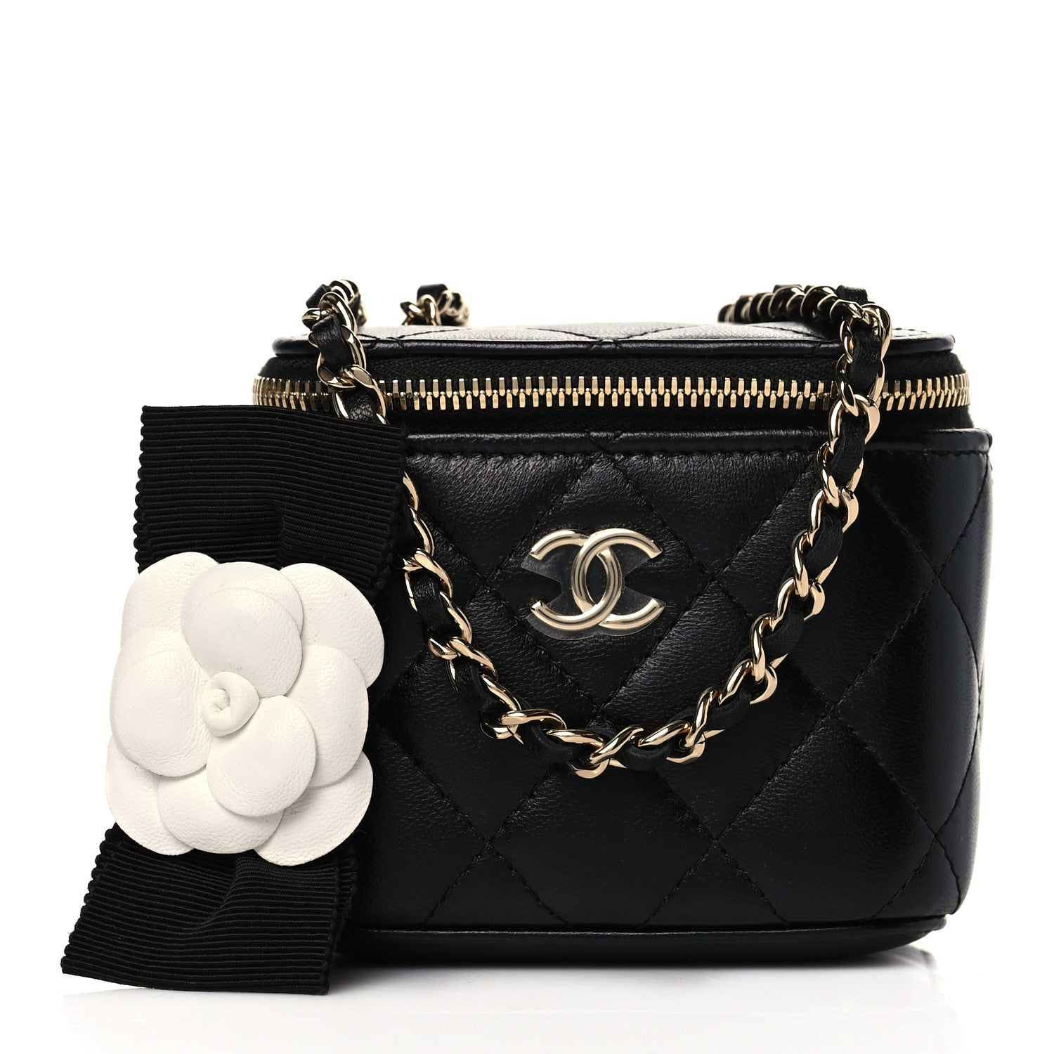 Chanel Lambskin Quilted My Chanel Lady Vanity Case With Chain Black 1 of 10