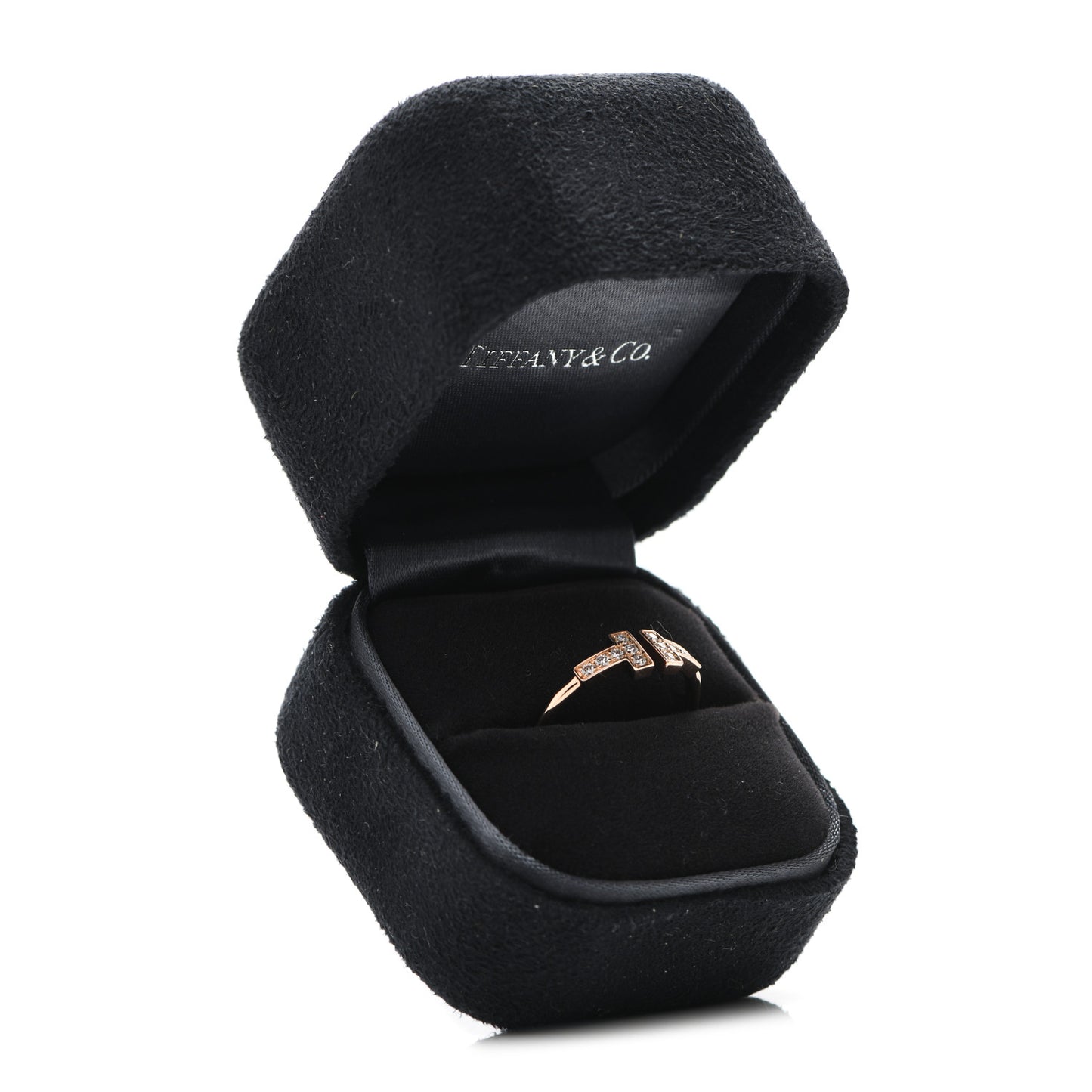 18K Rose Gold Diamond T Wire Ring 57 8