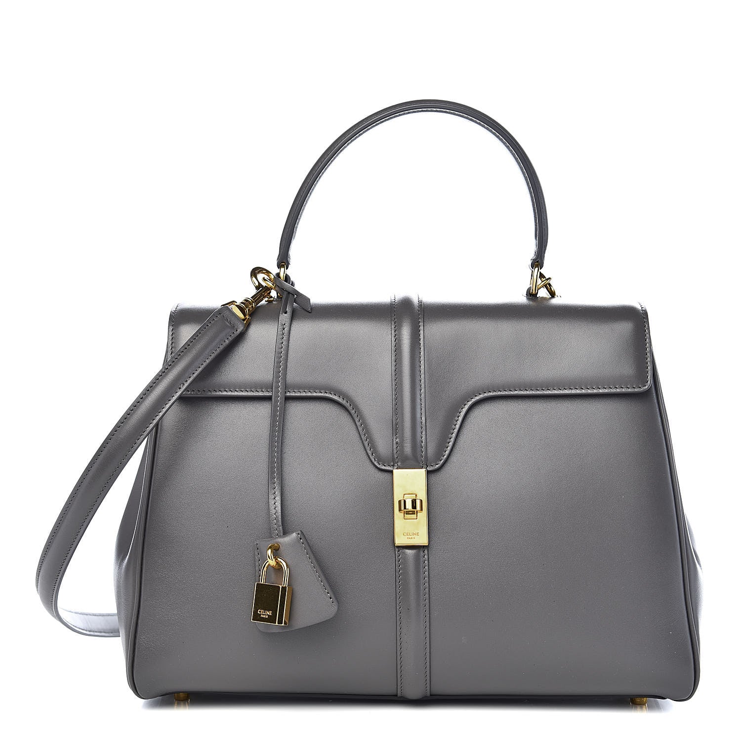 Celine Satinated Calfskin Medium 16 Top Handle Bag Grey 1 of 11