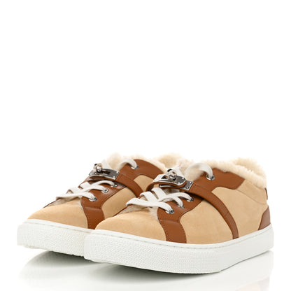 Hermes Calfskin Suede Shearling Day Sneakers 39 3 of 7
