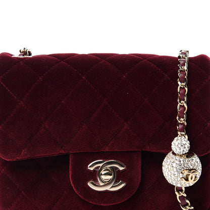 Chanel Velvet Quilted Mini Pearl Crush Flap Burgundy 10 of 11