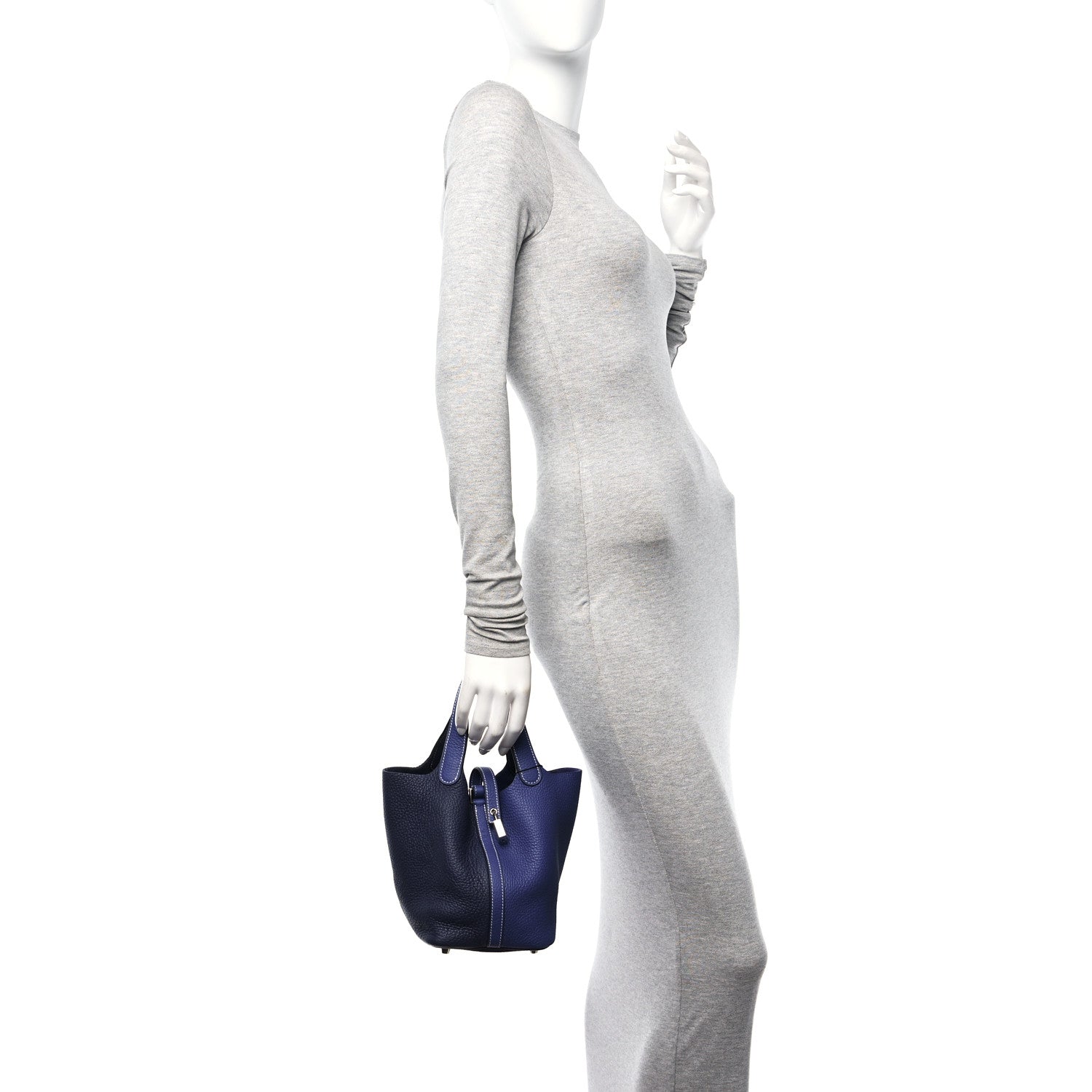 Hermes Taurillon Clemence Casaque Picotin Lock 18 PM Bleu Electrique Bleu Encre 2 of 13