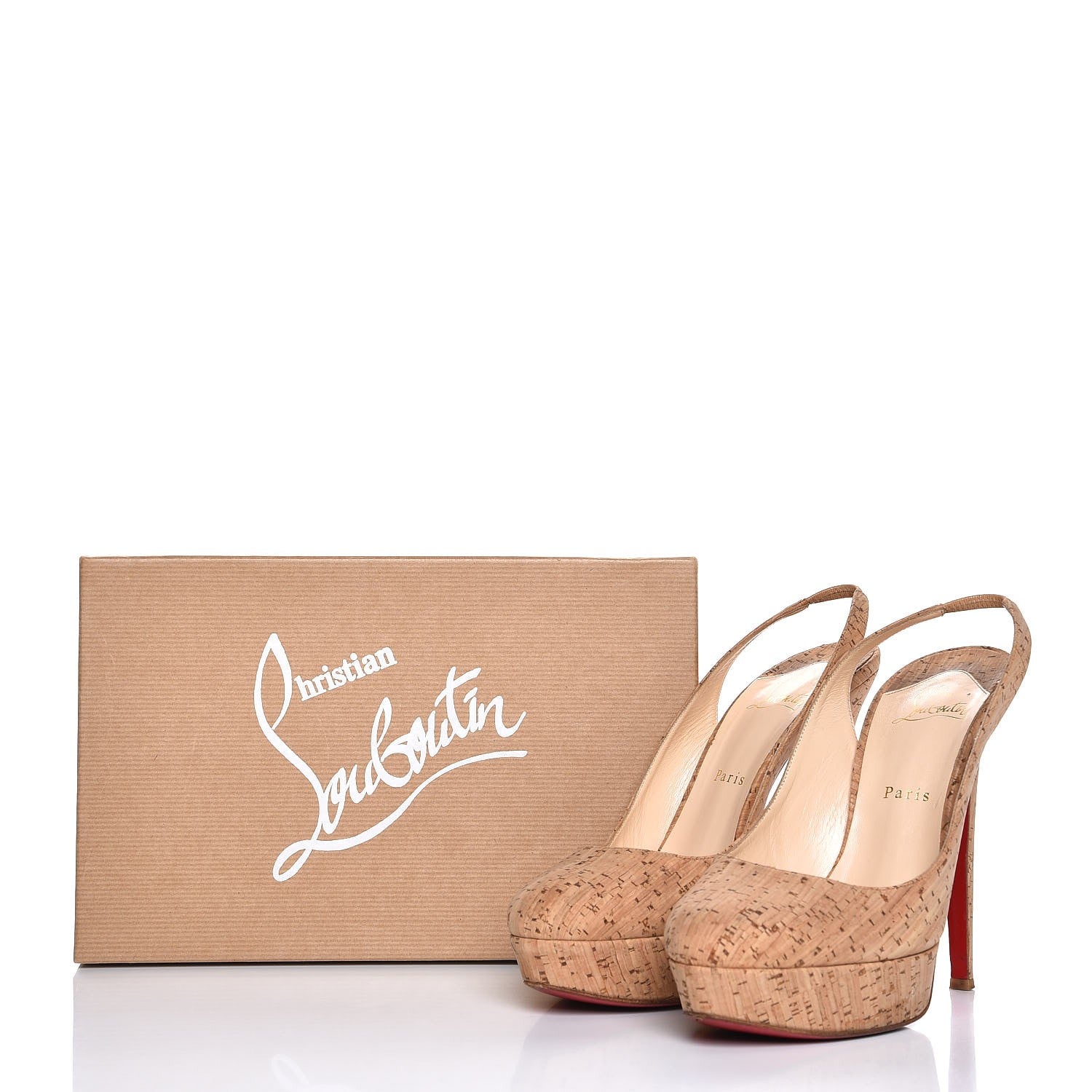 Christian Louboutin Cork Bianca 140 Slingback Pumps 40.5 Natural 13 of 13