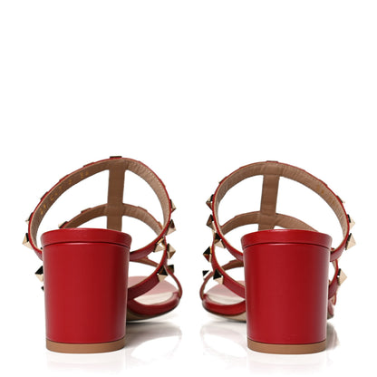 Valentino Garavani Calfskin Rockstud 60mm Caged Slide Sandals 36 Rosso Valentino 6 of 13