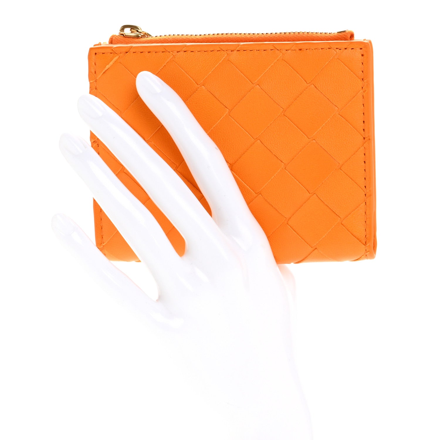 Bottega Veneta Nappa Intrecciato Small Bi-Fold Zip Wallet Tangerine 2 of 10