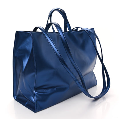 Telfar Metallic Vegan Leather Large Shopping Bag Cobalt 3 of 11