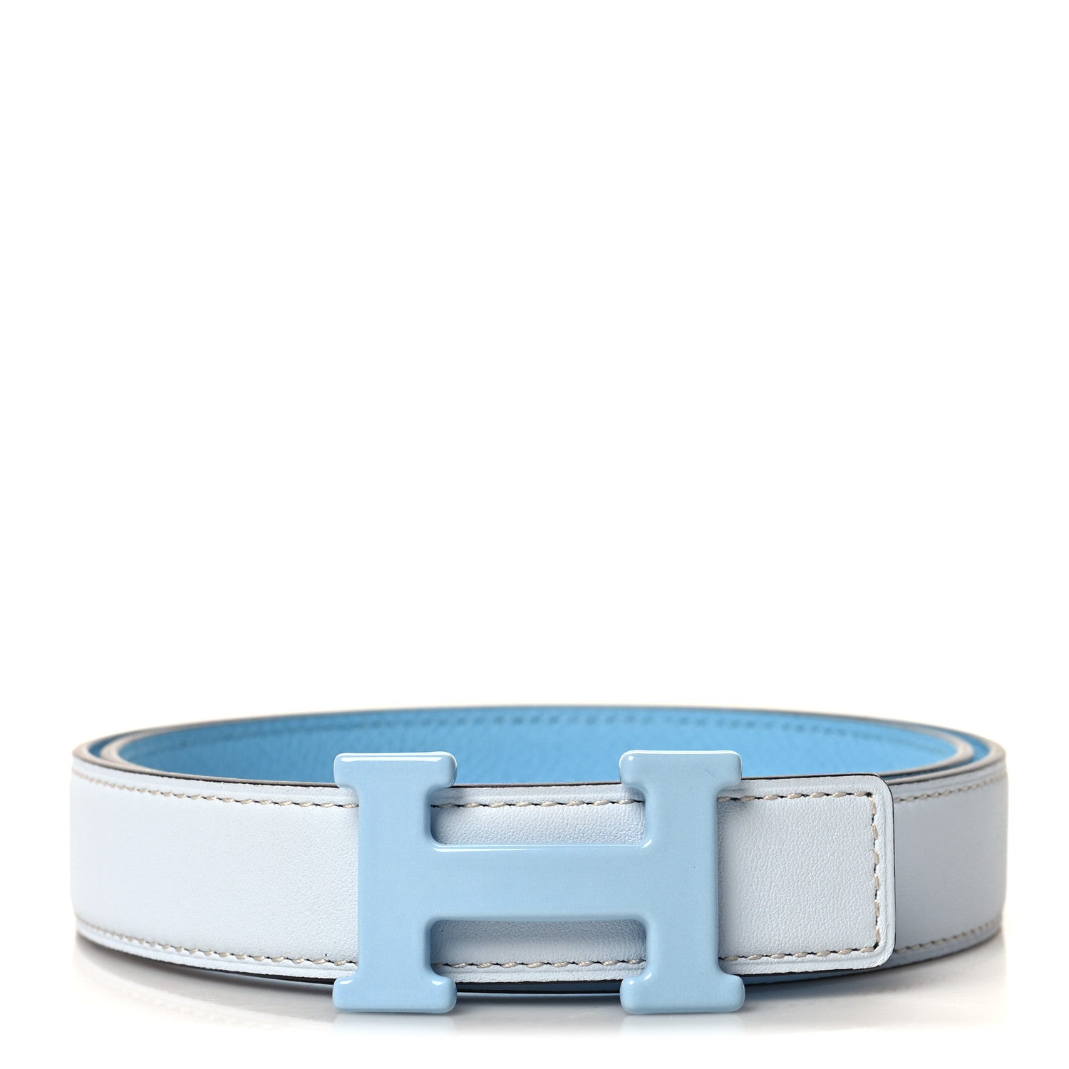Hermes Epsom Swift Enamel 24mm Belt 70 28 Bleu Brume Celeste 1 of 6