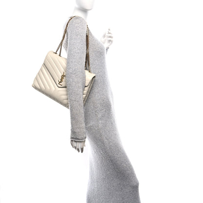 Saint Laurent Calfskin Y Quilted Monogram Medium Loulou Chain Satchel Crema Soft 2 of 11