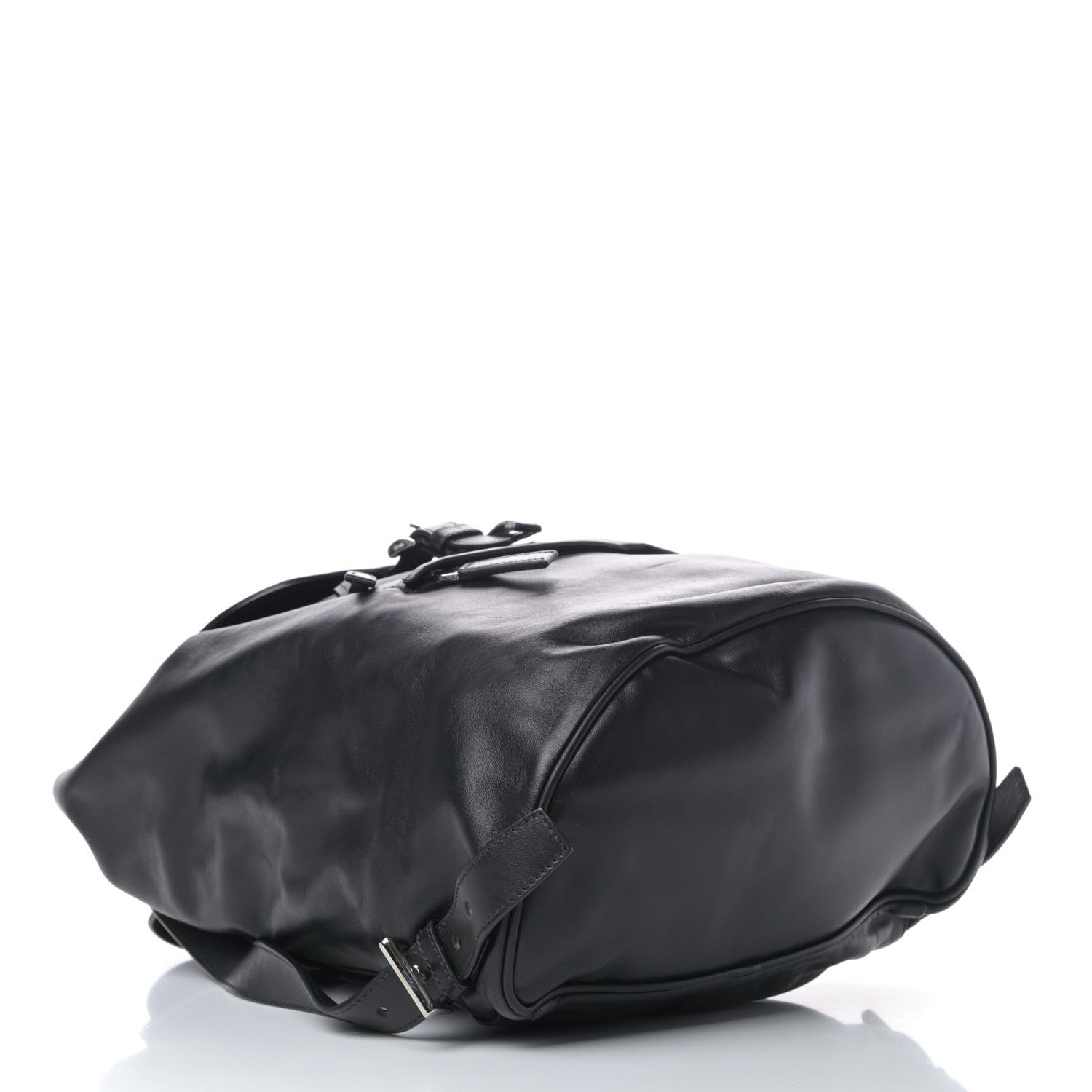 Prada Soft Calfskin Cinch Backpack Black 3 of 8